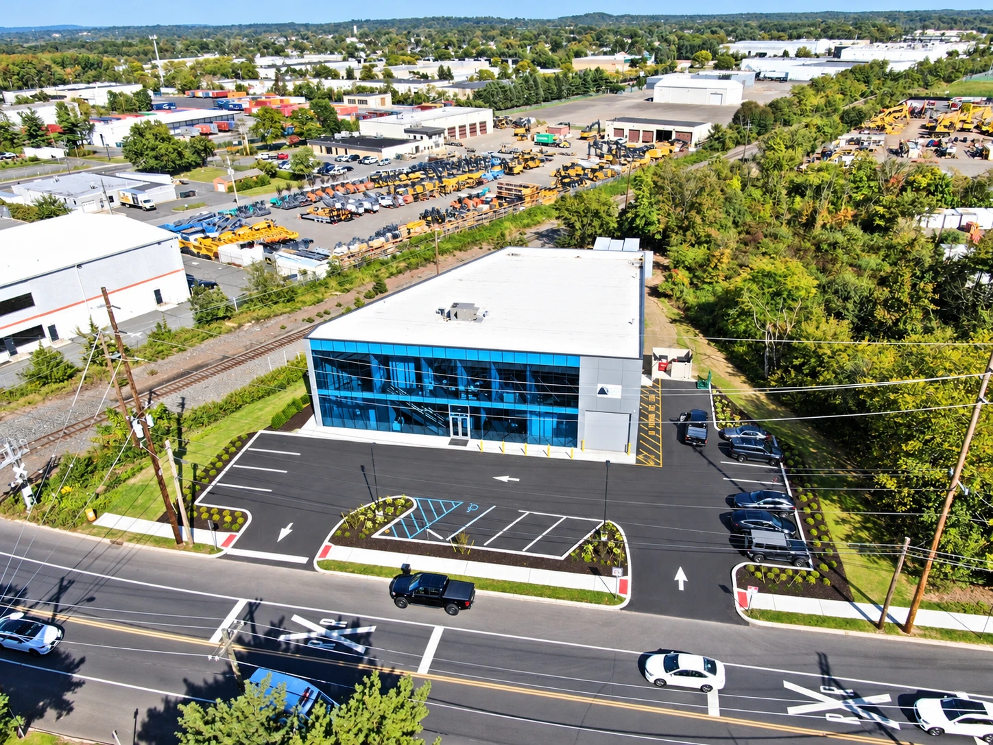 Aerial view of All Action Architectural Metal & Glass and its surroundings